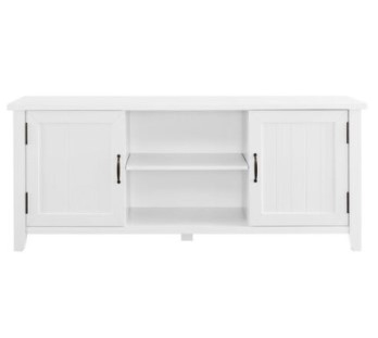 Stanley Ranger Solid White 58-Inch Grooved-Door TV Stand