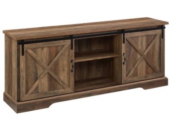 Stanley Ranger 70-Inch Rustic Oak Finish Sliding Barn Door TV Console