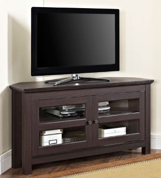Stanley Ranger 44-Inch Espresso Finish Corner TV Stand with Glass Doors