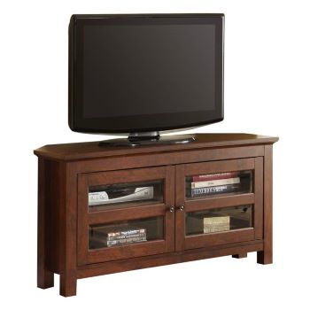Stanley Ranger 44-Inch Espresso Finish Corner TV Stand with Glass Doors