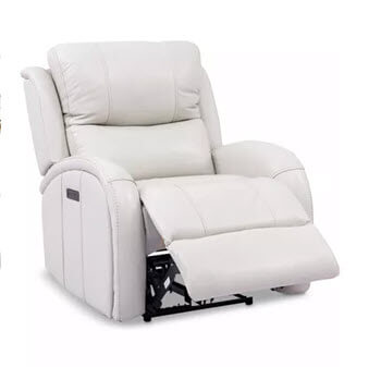 Manwah Alfresco White Leather Power Recliner