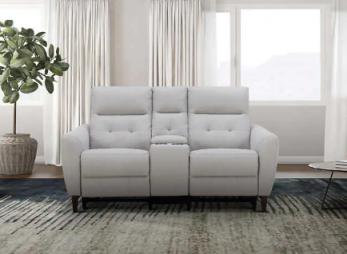 Jason Furniture Alpendale Fabric Power Reclining Console Loveseat with Power Headrests