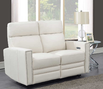 Home Meridian Altera White Leather Power Reclining Loveseat (blemish)