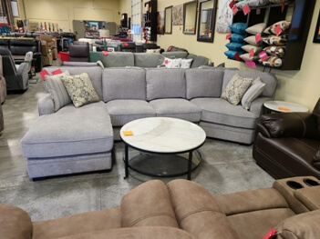 Emerald Analiese Light Grey 3-Piece Sectional with Cuddler on the Right