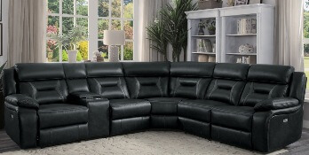Homelegance Amite Dark Grey Leather Gel Match 6-Piece Power Reclining Sectional with Console