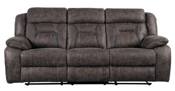 Homelegance Amite Dark Brown Polished Microsuede Reclining Sofa 