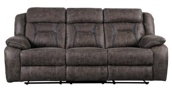 Homelegance Amite Dark Brown Polished Microsuede Reclining Sofa