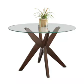 Amy Dark Brown Glass Top Dining Table