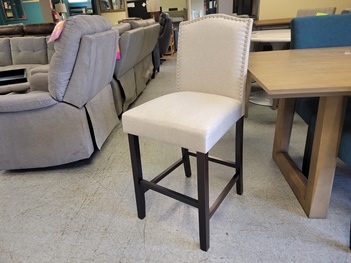 Arched Wheat Fabric 24-Inch Barstool with Cappuccino Finish Frame