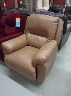 Lane Orbit Beige Leather Recliner & Swivel Glider