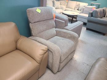 Synergy Easy Living Plush Beige Power Recliner with Power Adjustable Headrest