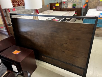 Modus Belgrade Dark Pine King Headboard with Metal Accents