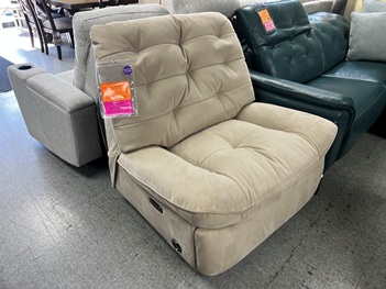 Bells Light Khaki Armless Power Swivel Recliner