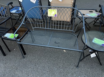 Outdoor Black Powdered-Coated Steel Bench