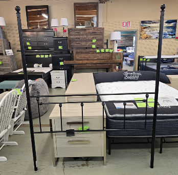 Miter Black Queen Canopy Headboard