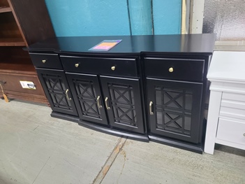 Stanley Ranger Black Tiered Fretwork Console Cabinet (blemish)