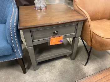 Integra Blaine Distressed Blue Hardwood End Table