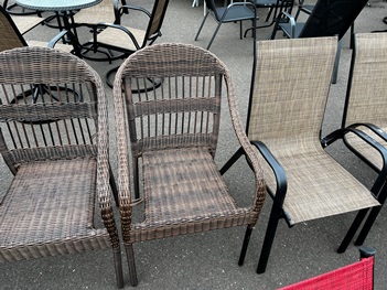 Outdoor Dark Brown PVC Wicker Arm Chair (blemish)