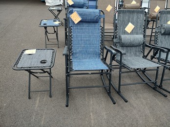 Outdoor Dark Blue Mesh Rocking Chair