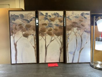 Blue & Taupe Trees Wall Art Panels (set of 3)