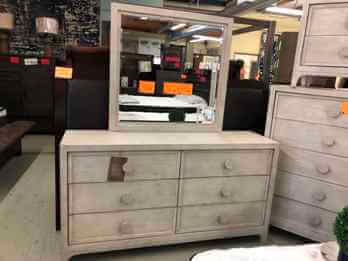 Modus Boho Whitewashed Dresser with Mirror