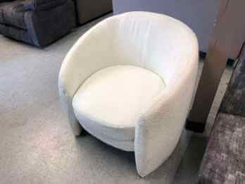 Boucle White Fabric Accent Chair
