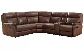 Amax Dark Brown Leather 3-Piece Reclining Sectional with Console (blemish)