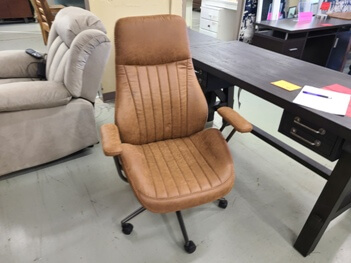 Ebello Brown Desk Chair with Stitched Accents