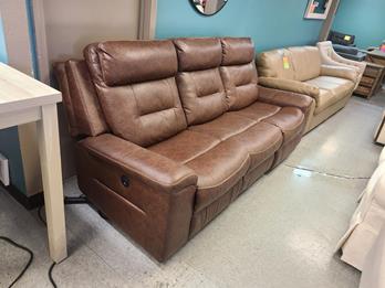 Ashley McDonald Caramel Faux Leather Power Reclining Sofa (blemish)