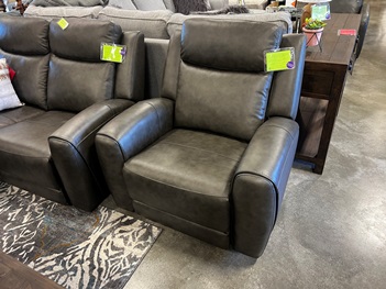 Jason Furniture Cassidy Dual Power Recliner in Odessa Charcoal Leather