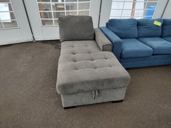 Home Meridian Charcoal Fabric One-Arm Chaise with Storage