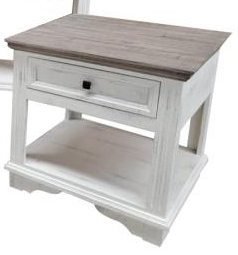 Vintage Furniture Charleston End Table in Nero White with Granite Top
