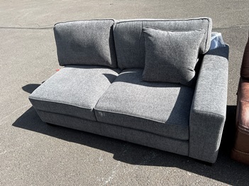 Ashley Charcoal Fabric One-Arm Loveseat