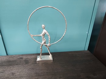 Silver Person With Circle Table Top Decor