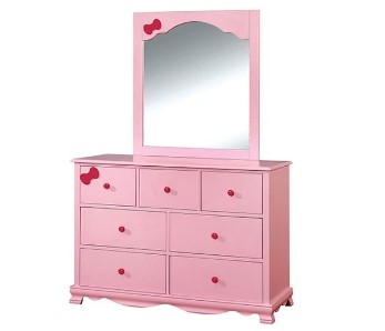 Furniture of America Dani Pink 7-Drawer Dresser with Mirror