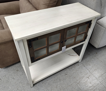 Crestview Distressed White Console Cabinet with Hardwood Accents (blemished)