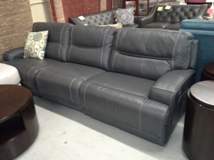 Natuzzi Charcoal Double Power Reclining Italian Leather Sofa