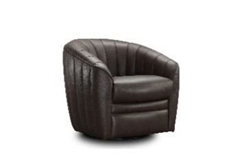 Simon Li Dark Brown Leather Swivel Chair