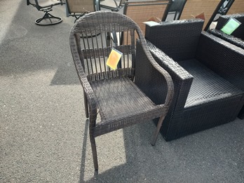 Outdoor Dark Brown PVC Wicker Arm Chair