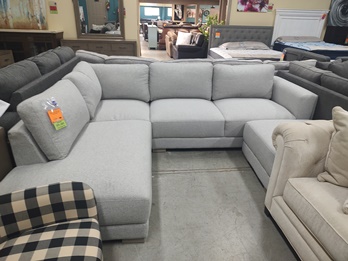 Synergy Drayden Silver Fabric 2-Piece Sectional with Left-Hand Chaise & Ottoman