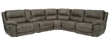 Ashley Dunkirk Charcoal Microsuede Power Reclining 6-Piece Sectional with 2 Recliners