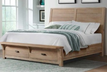 Edison Washed Sand Finish King Storage Bed