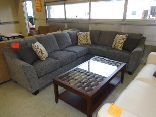 Calvina Plush Silver Tweed Sectional