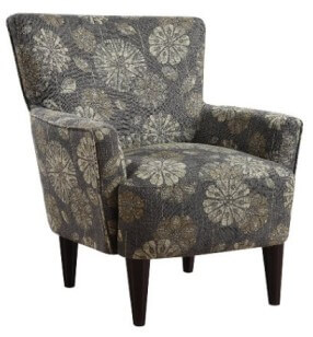 Emerald Cascade Pewter Floral Patterned Accent Chair