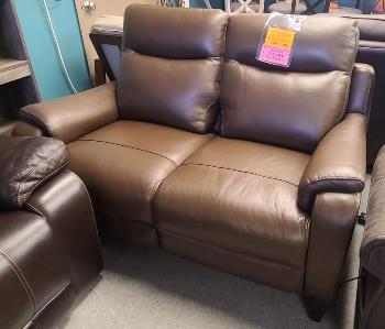 Jason Furniture Florida Dark Brown Leather Dual Power Reclining Loveseat