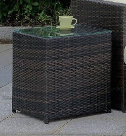 Furniture of America Espresso PVC Wicker Outdoor Glass-Topped End Table