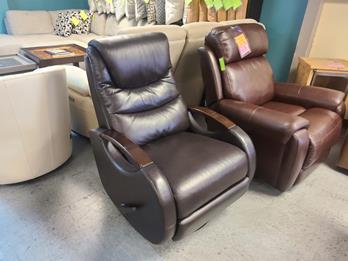 Jason Furniture Gentry Brown Leather Recliner with Contoured Hardwood Arms