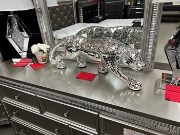 Silver Glam Panther Decor