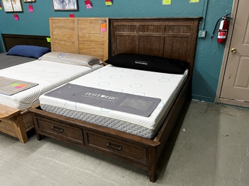 Glendale Walnut Finish Queen Storage Bed