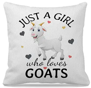 Grey JUST A GIRL WHO LOVES GOATS Fabric Throw Pillow